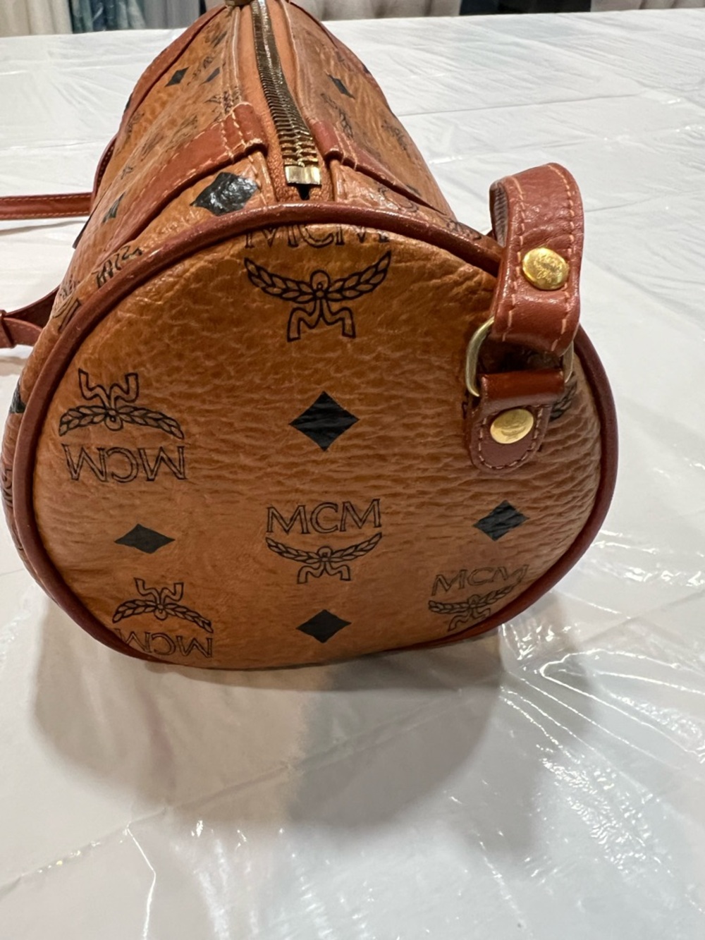 MCM vintage Cognac Monogram Cylinder Bag - Picture 13 of 16